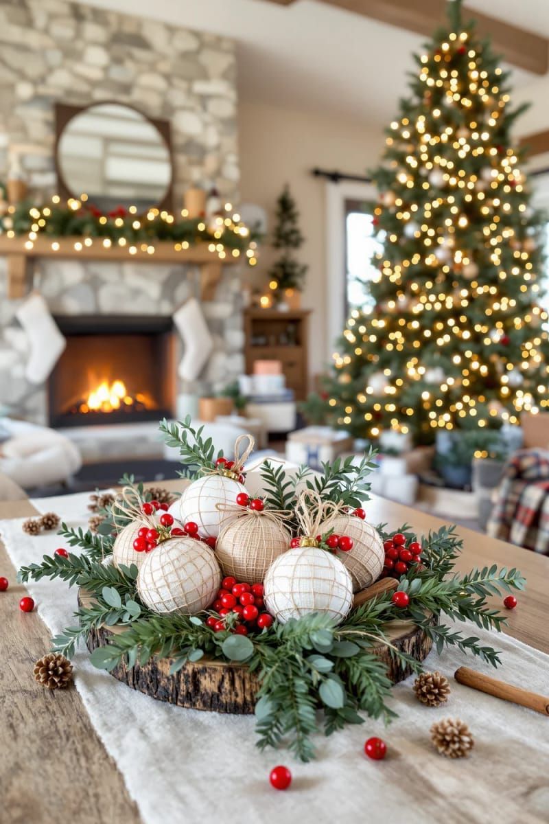 12. Twine-wrapped ornaments with eucalyptus and berries - photo 2