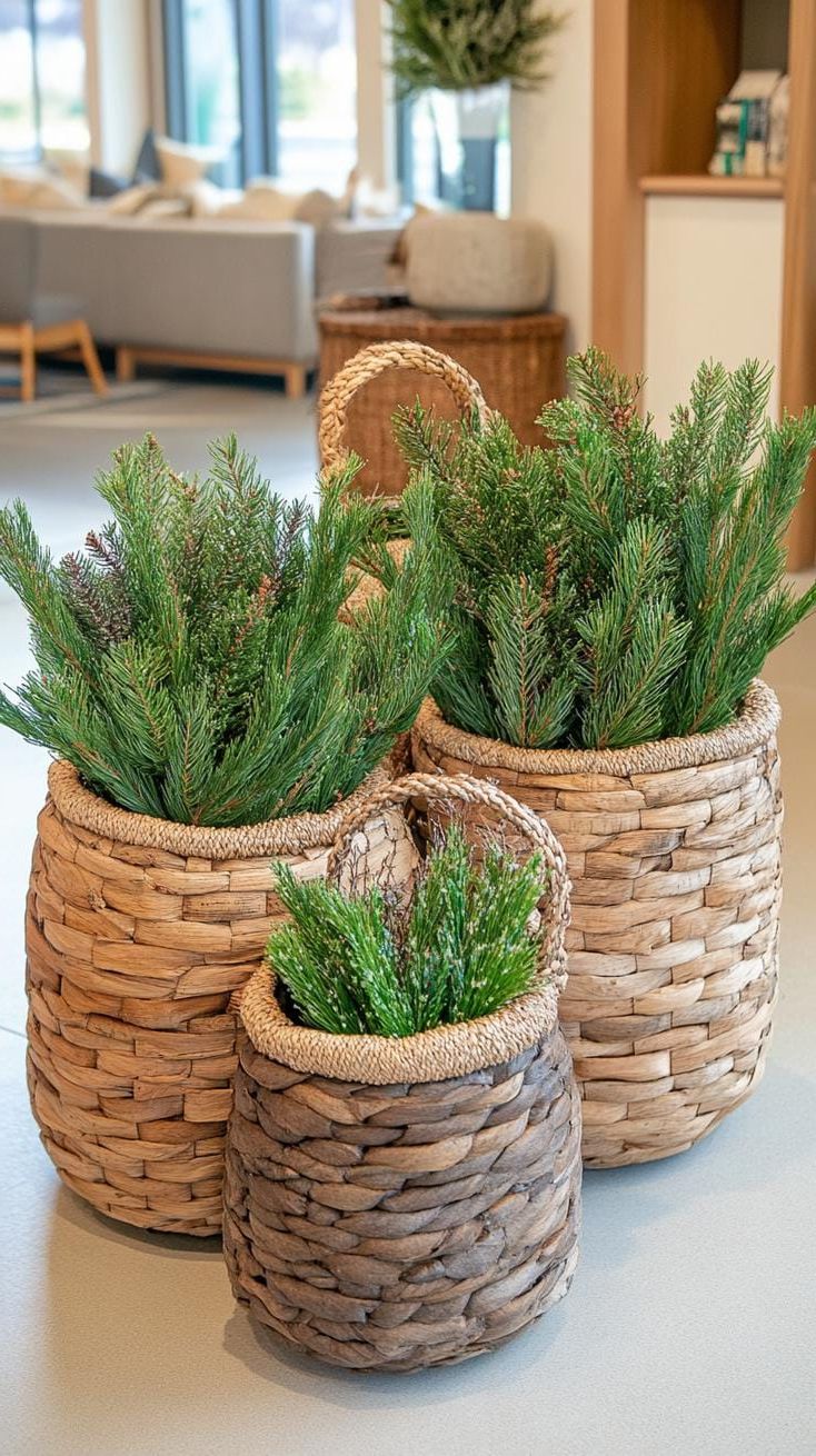 14. Woven baskets stocked with cedar branches - photo 3