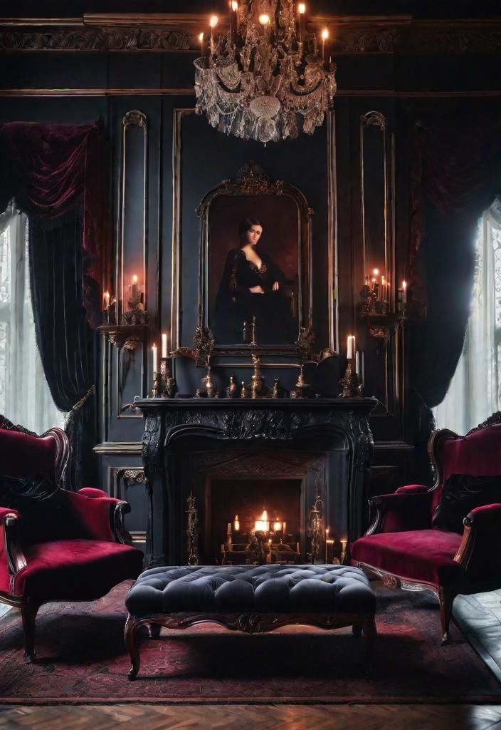 14. Dramatic Gothic Living Room Decor