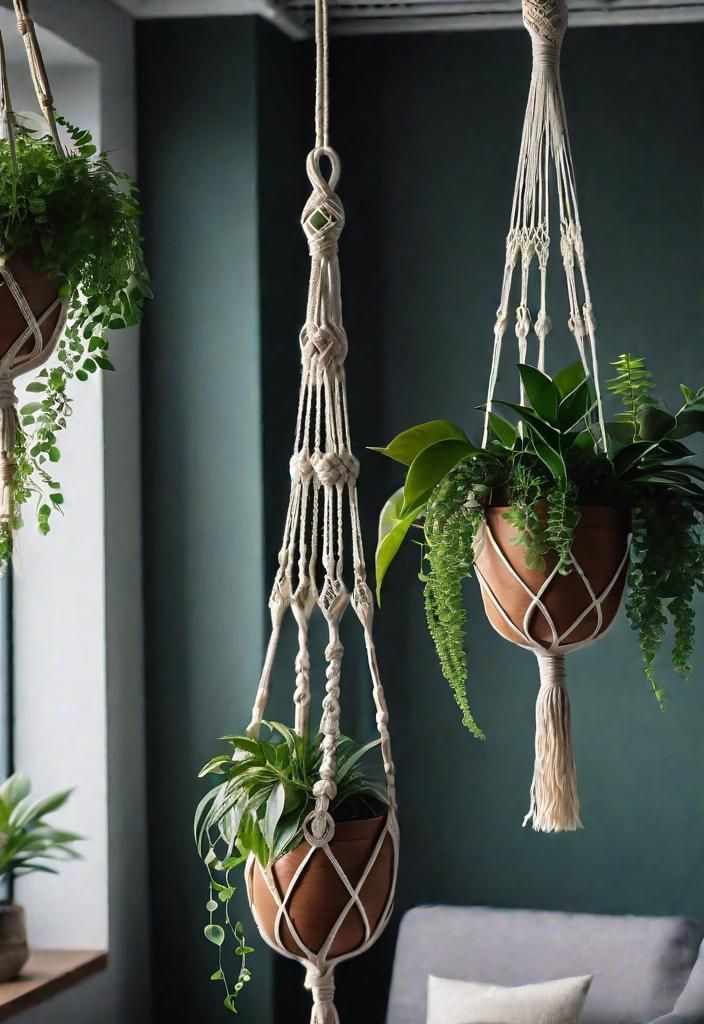 3. Macramé Plant Holders: Boho Chic