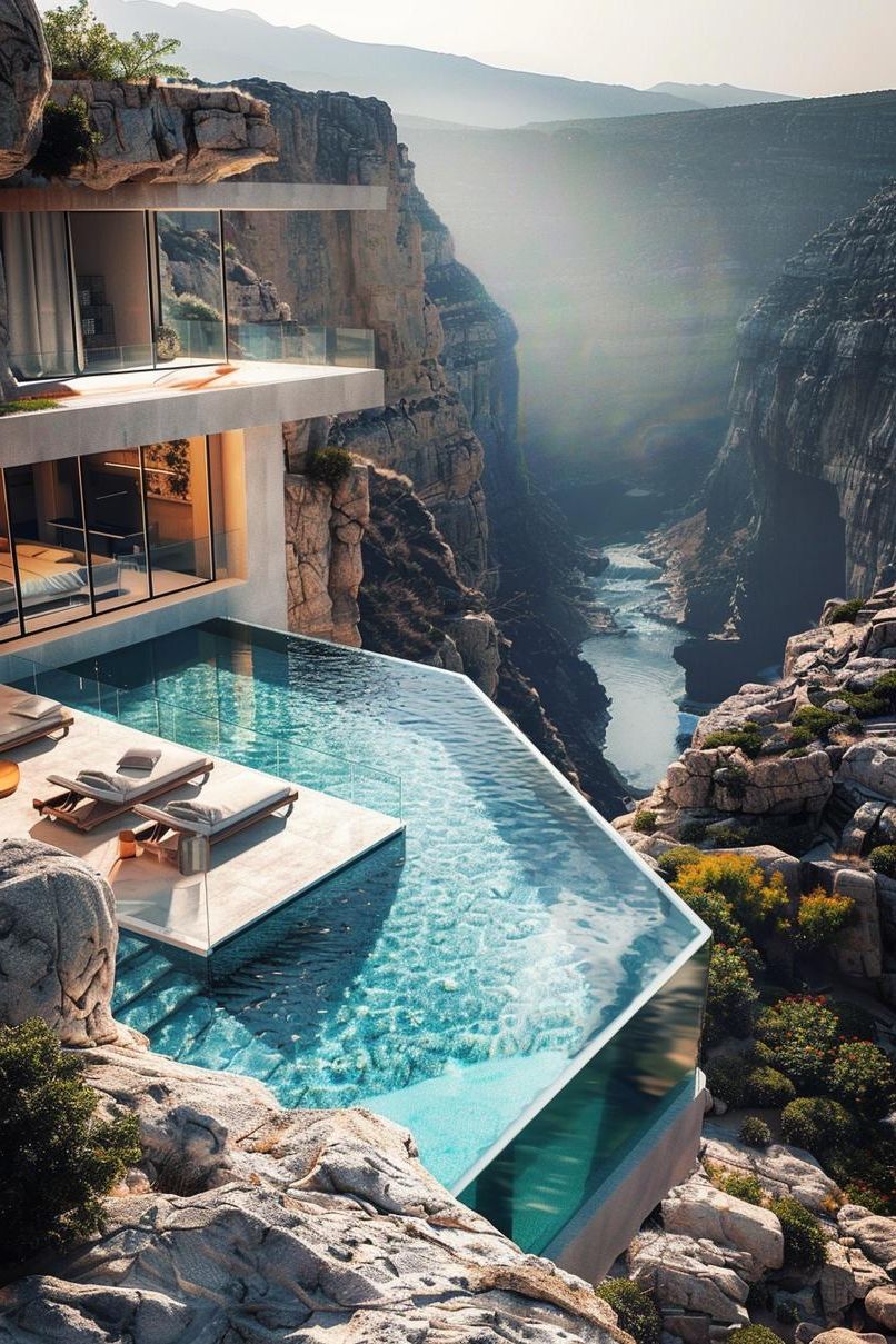 3. Cliffside Glass Pool Design