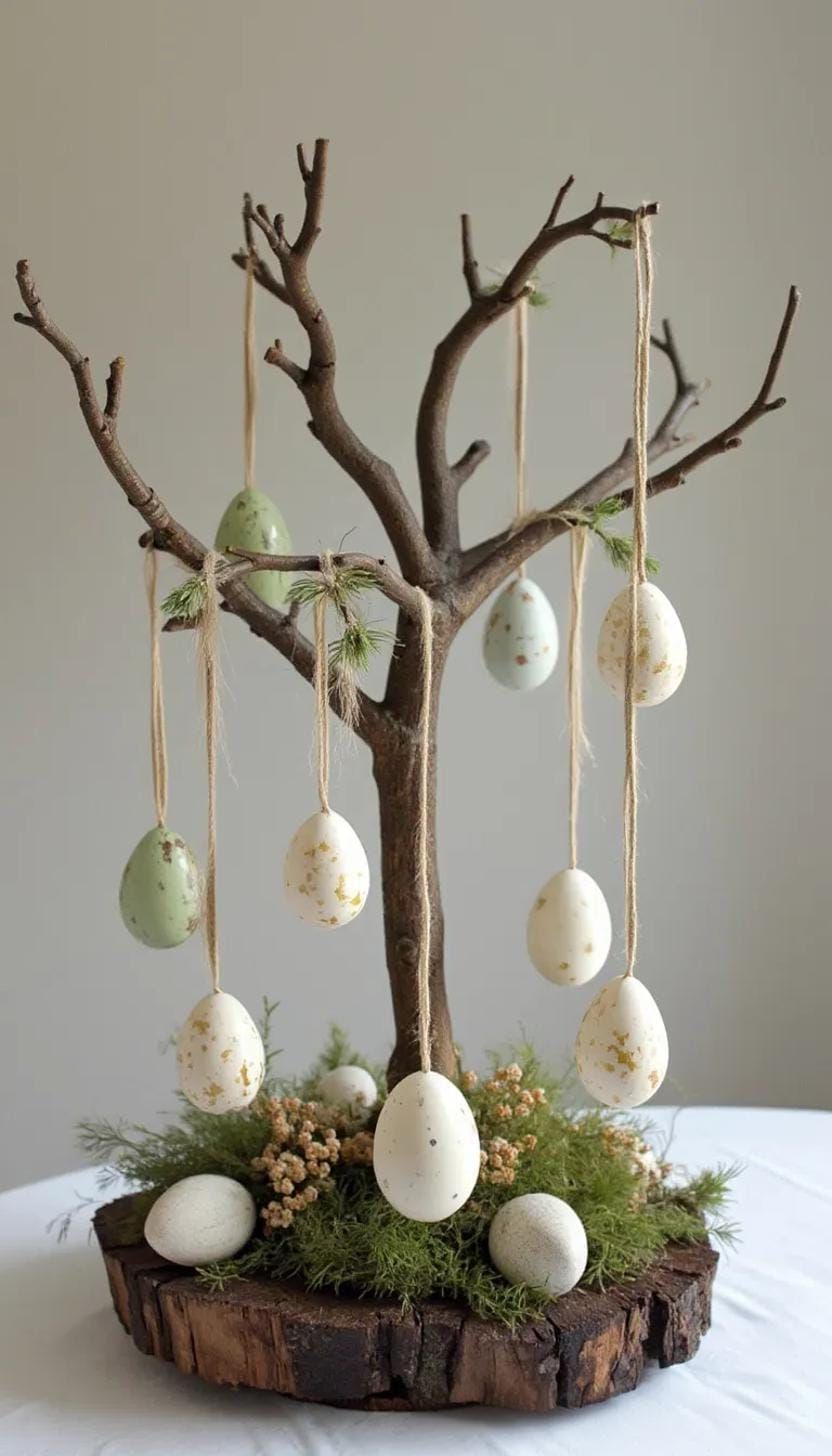 6. Rustic Tree Branch Centerpiece With Hanging Eggs - photo 2