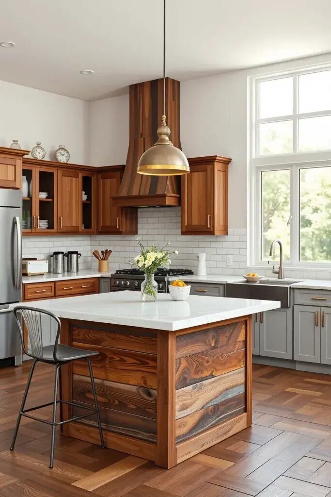 Rustic Islands With Contemporary Countertops