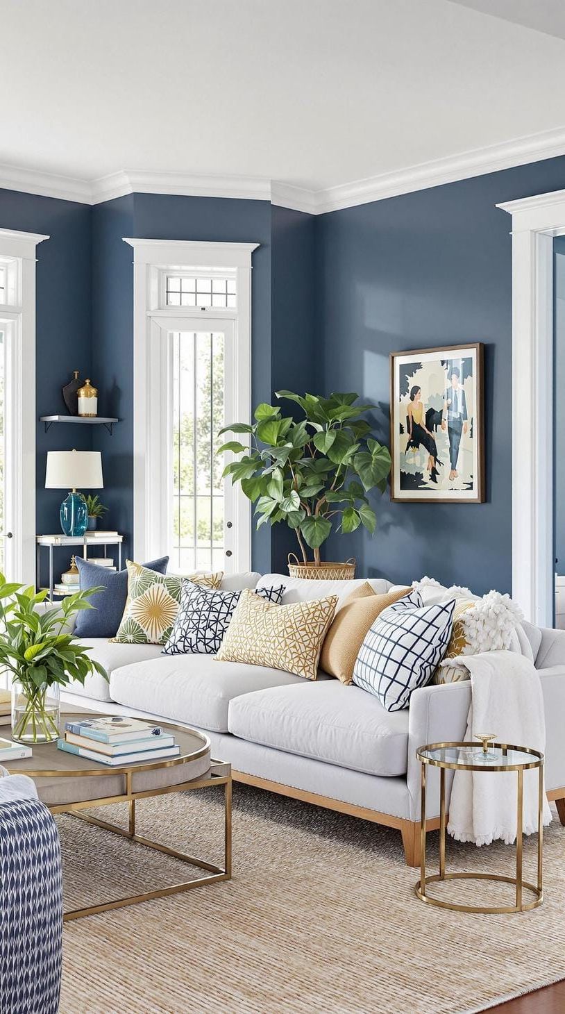 17. Navy Accent Walls with White Trim - photo 2