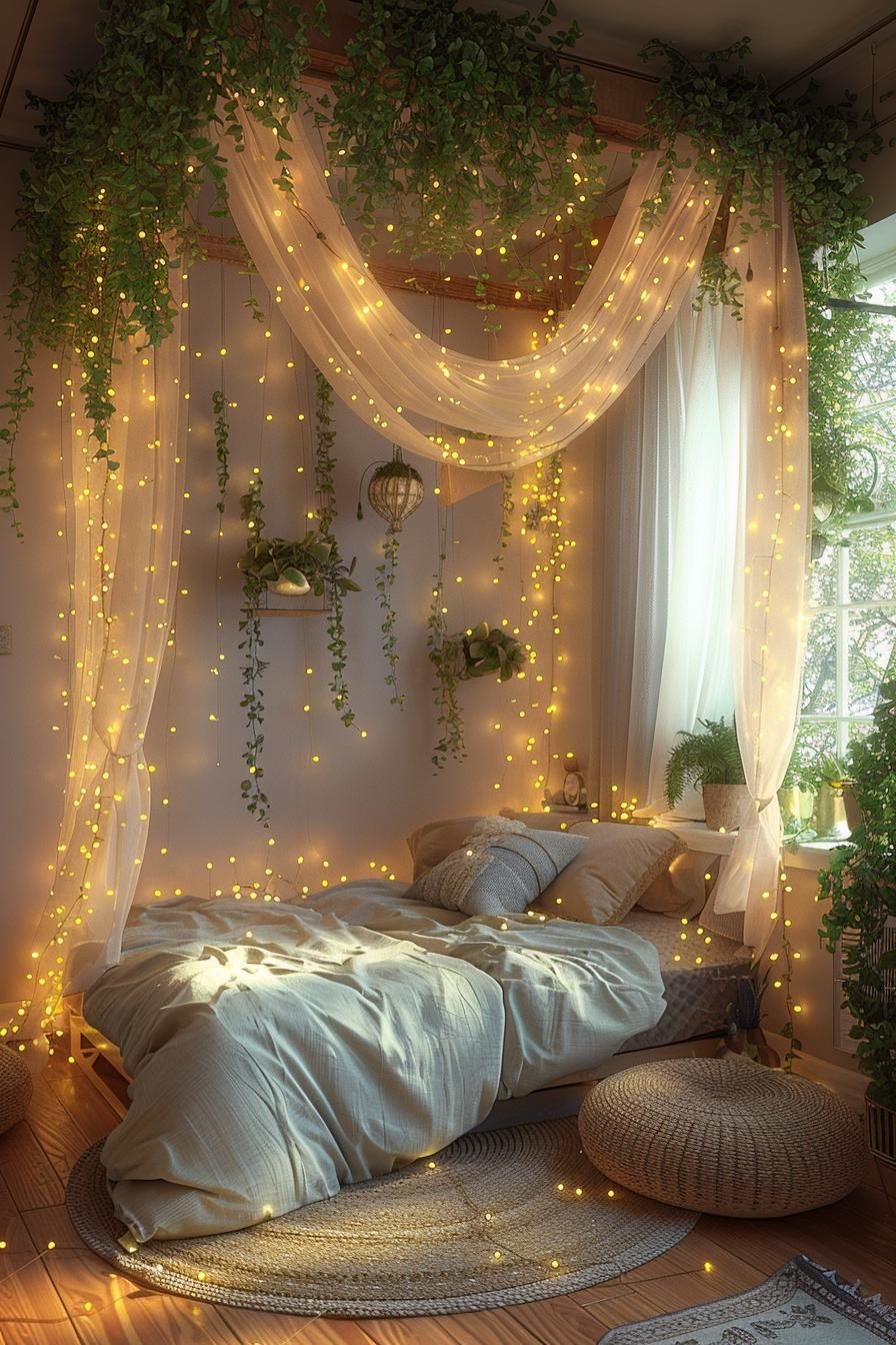 1. Dreamy Bed Canopy Setup