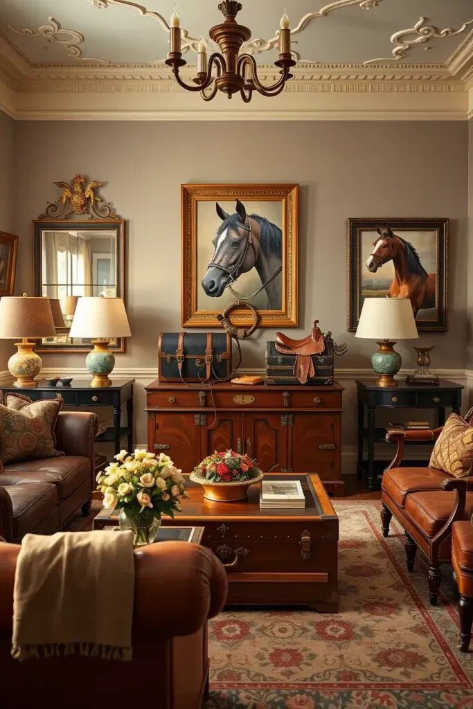 Equestrian-Inspired Living Room Details
