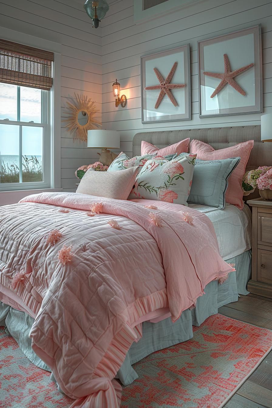 12. Pink Starfish Wall Design Idea