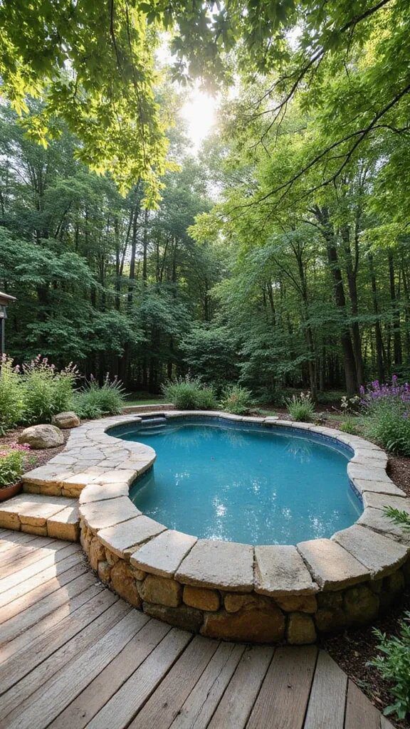 3. Rustic Stone Pool Charm