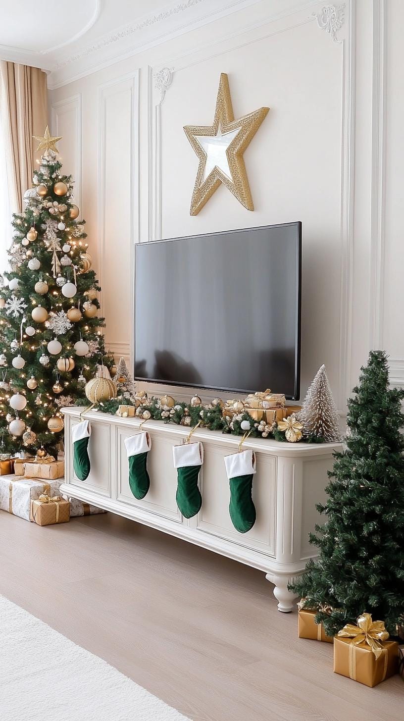 21 Trendy TV Stand Christmas Decor Ideas Worth Copying