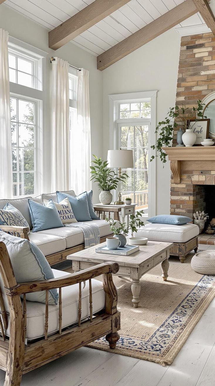 20 Coastal Farmhouse Living Room Ideas Worth Copying