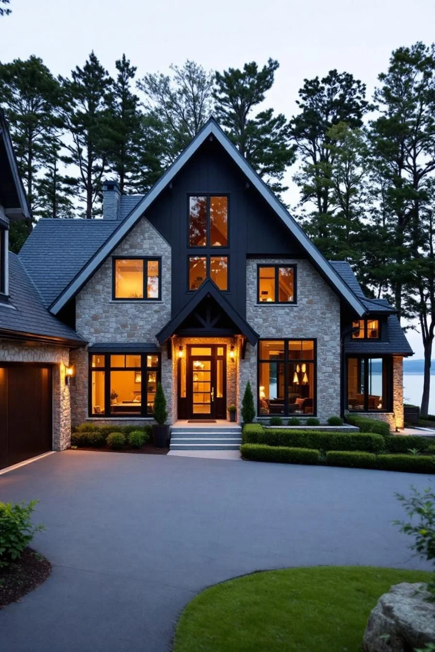 Stone Cottage Set Under a Starry Sky