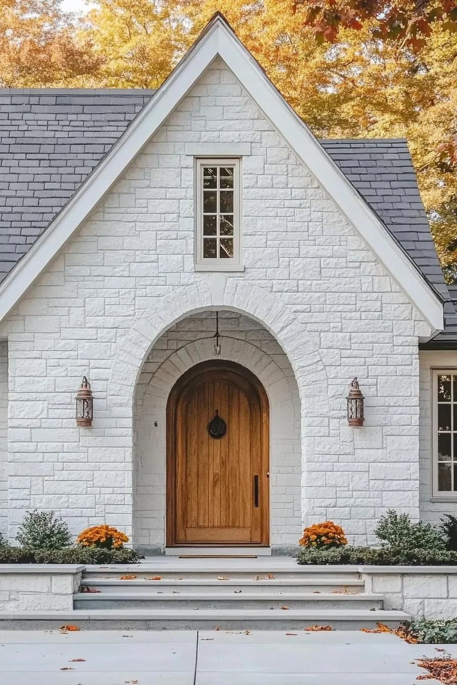 Quaint Stone Retreat with an Autumn Pumpkin Touch
