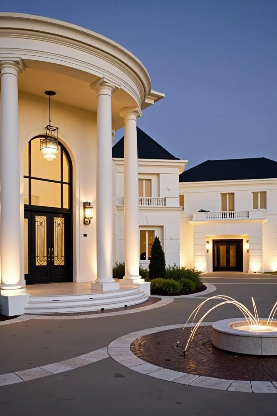Twinkling Lights Along Palatial Columns