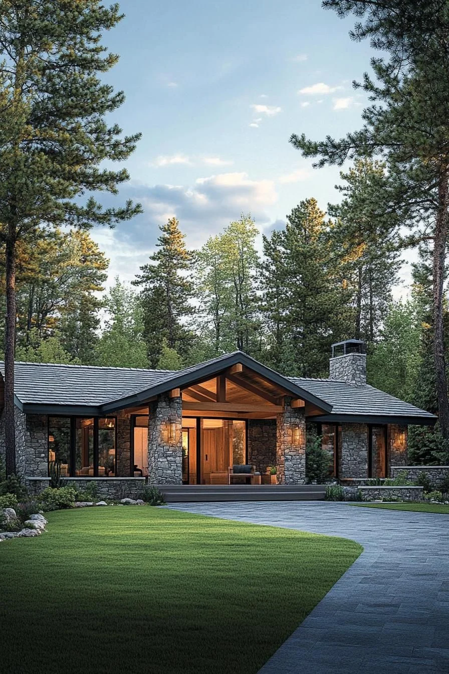 A Stone Retreat Among the Pines