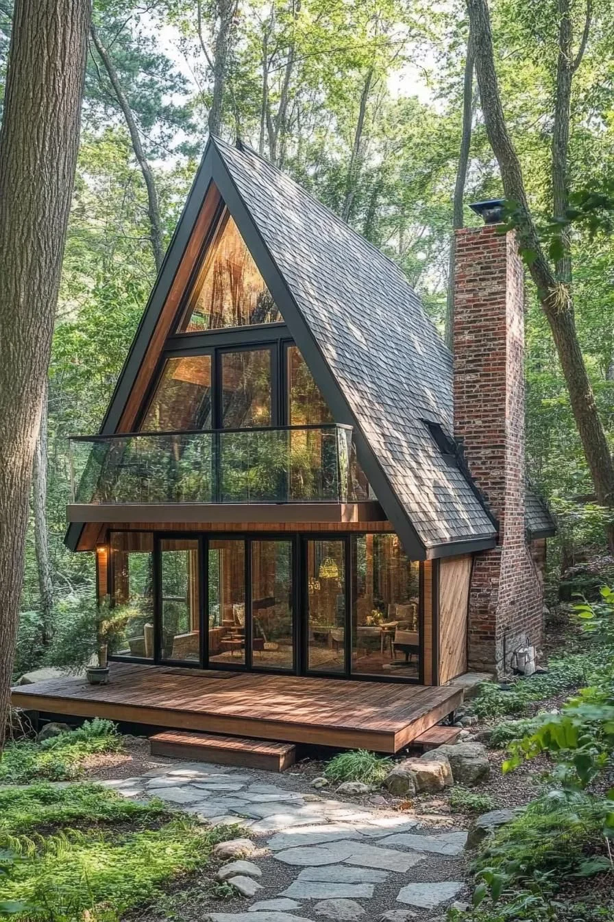 An A-Frame Cabin Set Deep in Nature