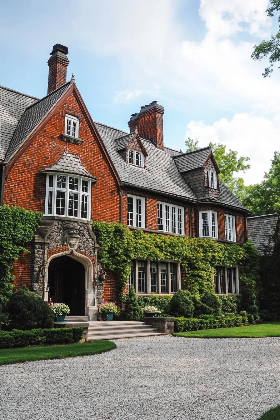 Grand Brick Manor With Architectural Detail