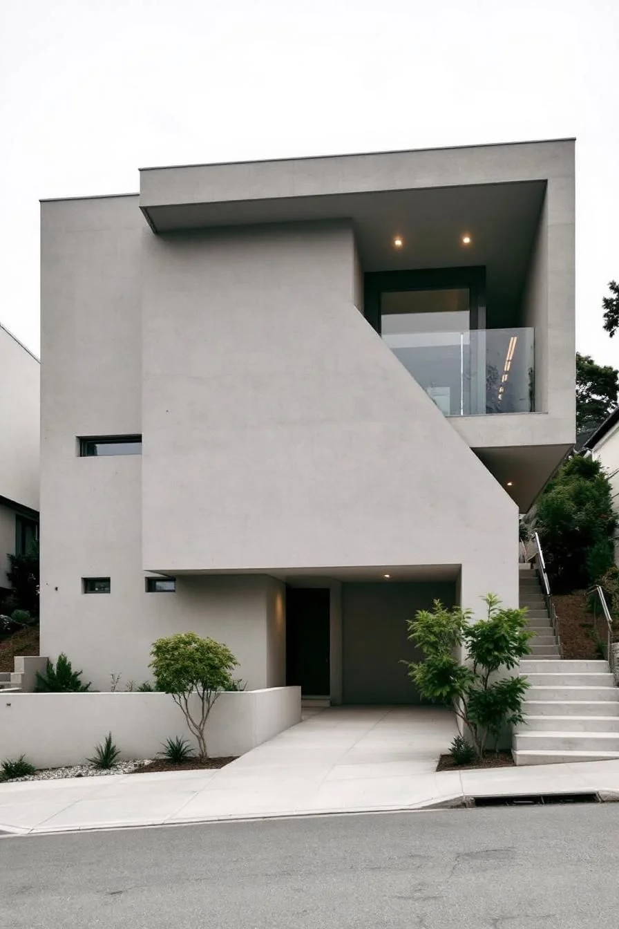 A Boxy Home With Concrete Style