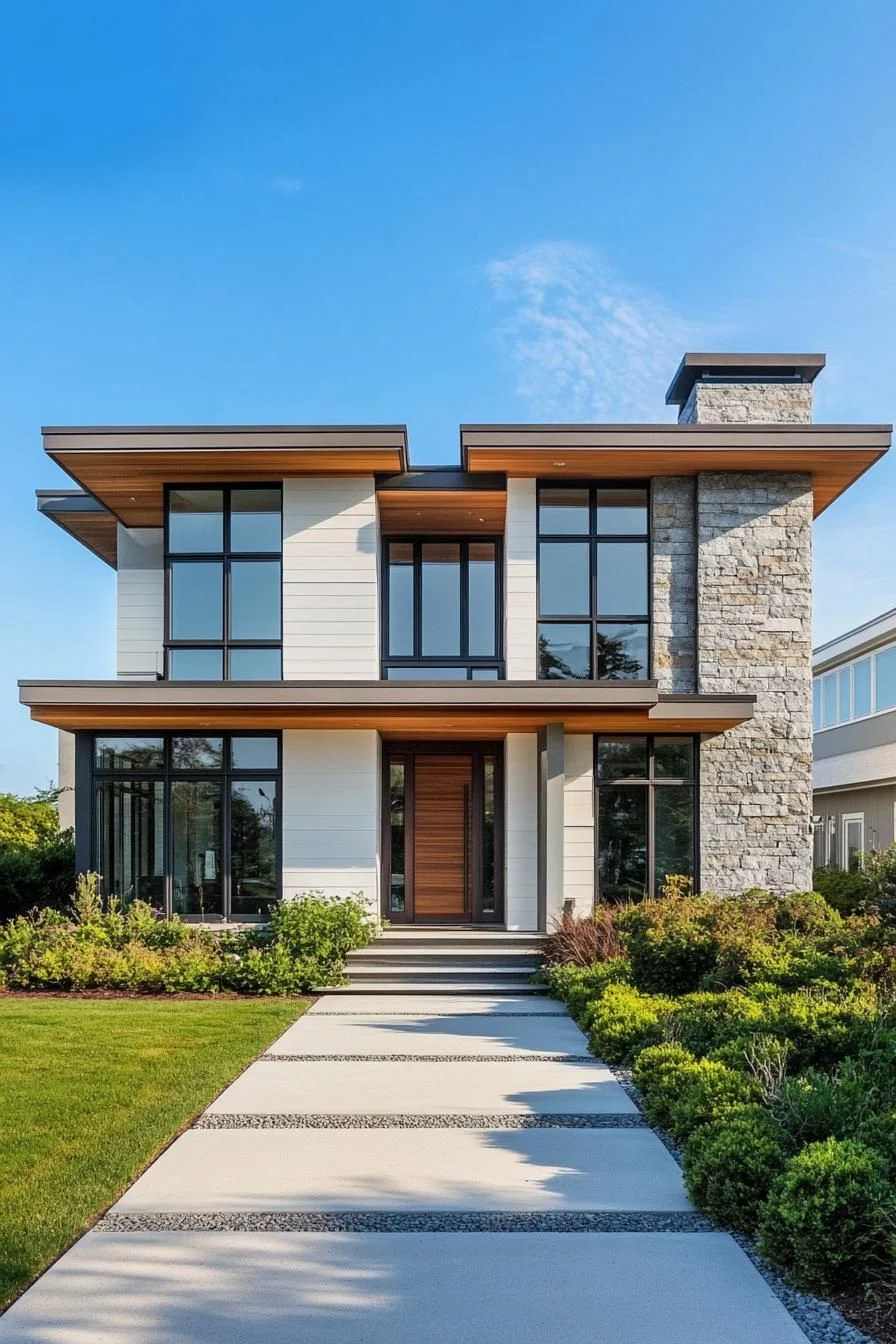 A Modern Coastal House with Stone Details