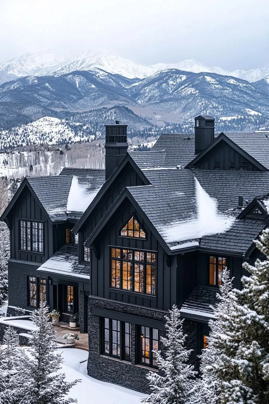 Snow-Covered Manor House Charm