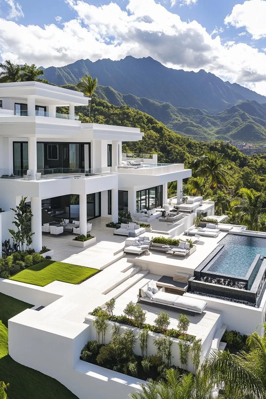 Sleek Hillside Mansion with Terraces