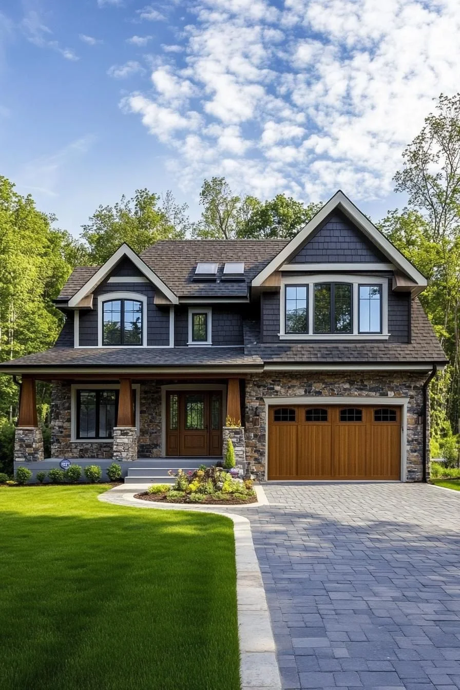 Rustic Stone Elegance in the Suburbs