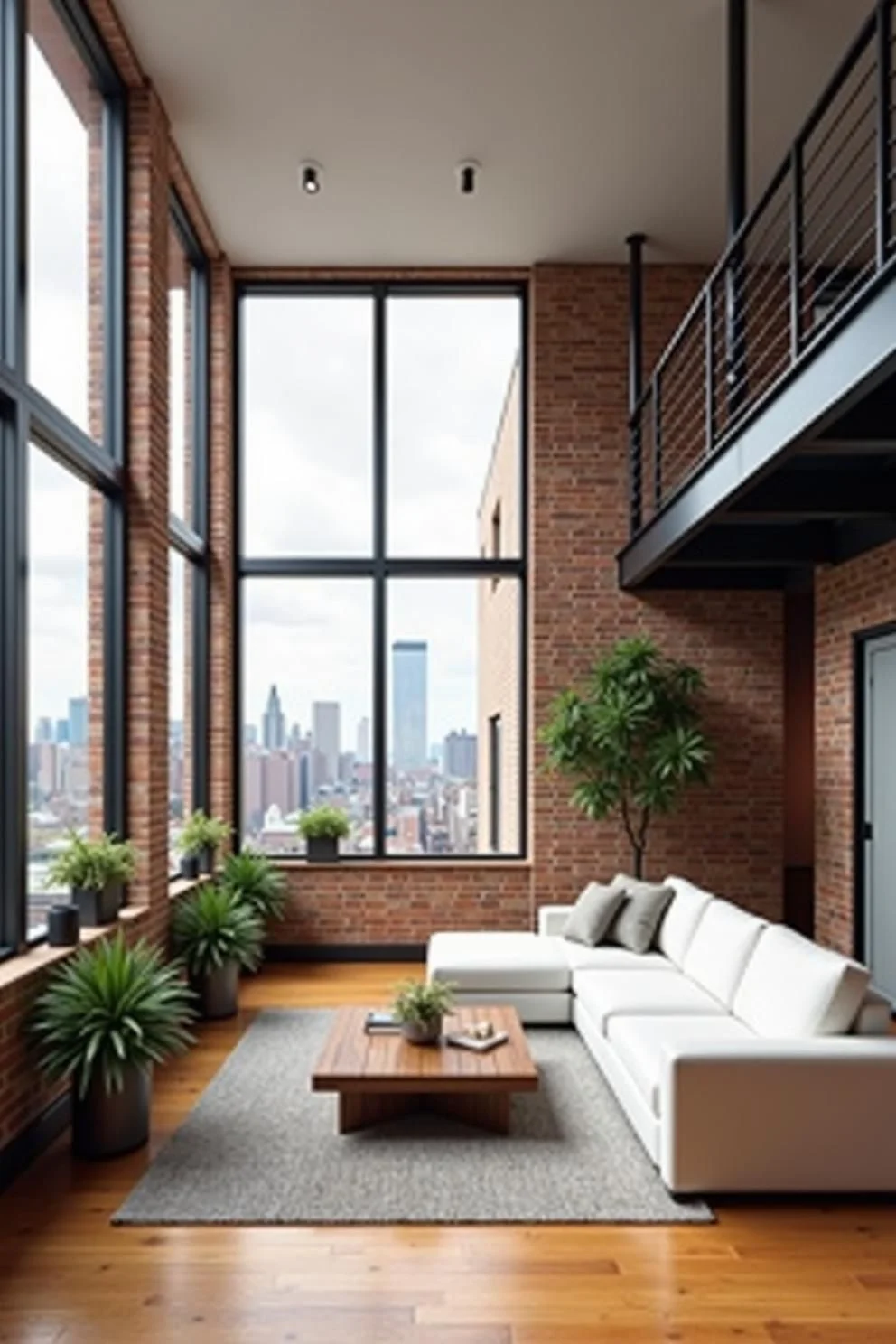Brick and Glass Loft Design Combinations