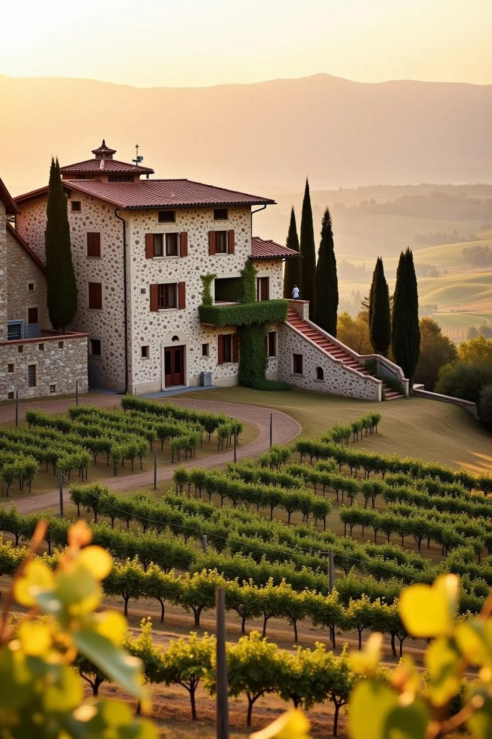 Vineyard Villa at Sunset