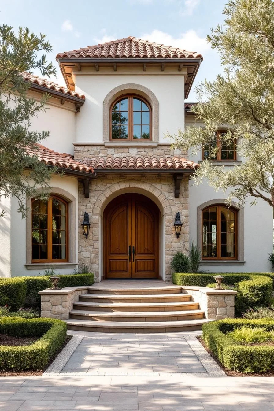Rustic Tuscan Facade with Arch Details