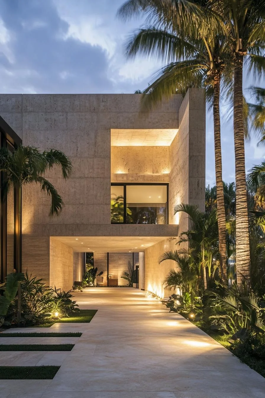 A Villa Framed by Palm Trees