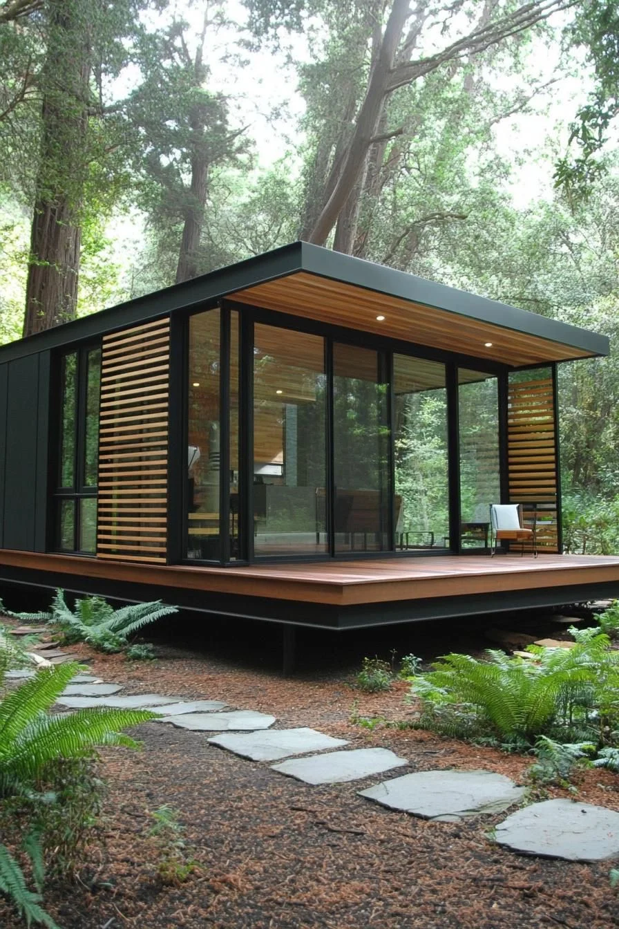 A House Floating in a Forest Setting