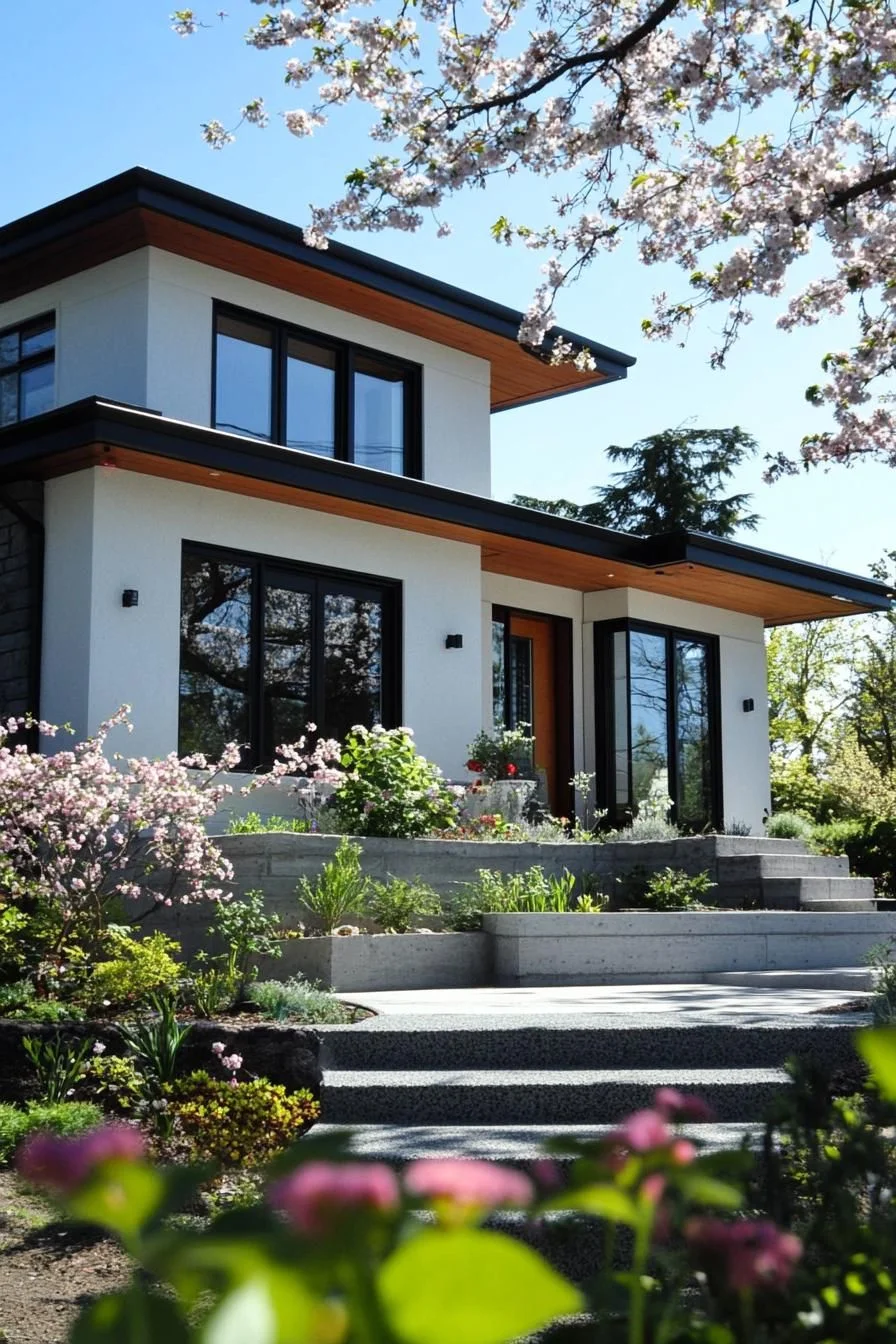 Blossoming Charm on a Modern House