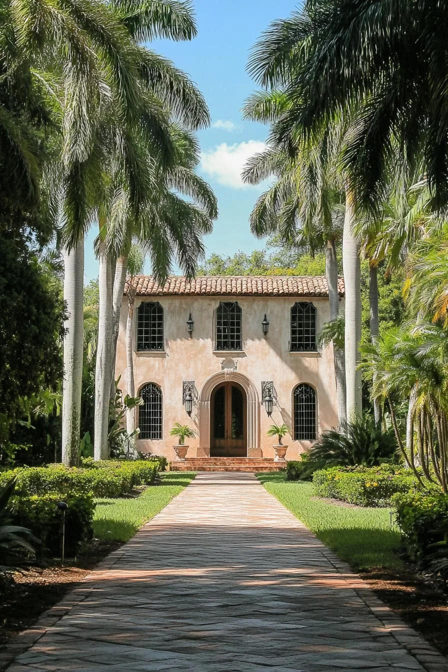 Palm Trees Surrounding a West Indies Home
