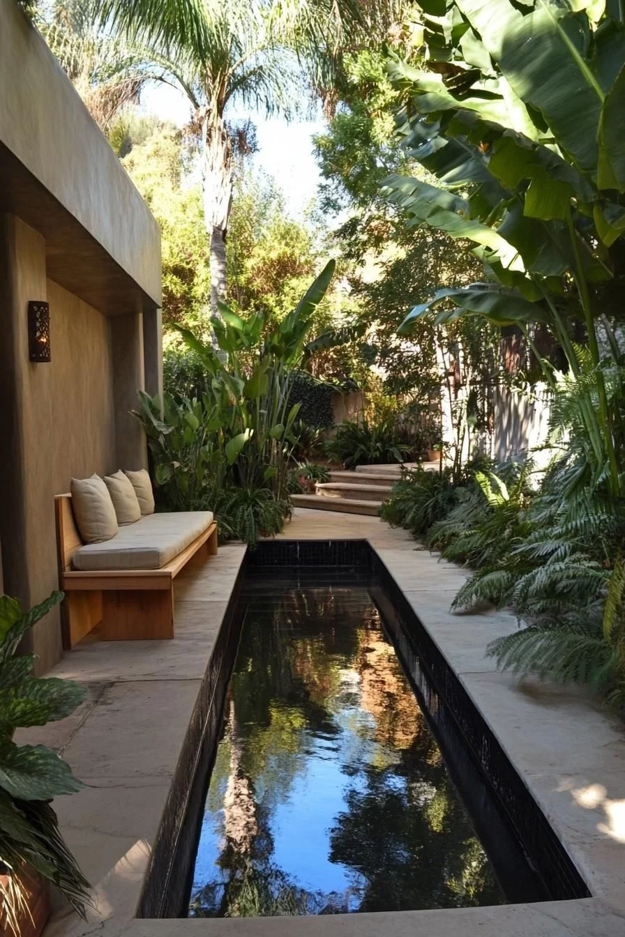 A Walkway Leading to Palm-Lined Calm