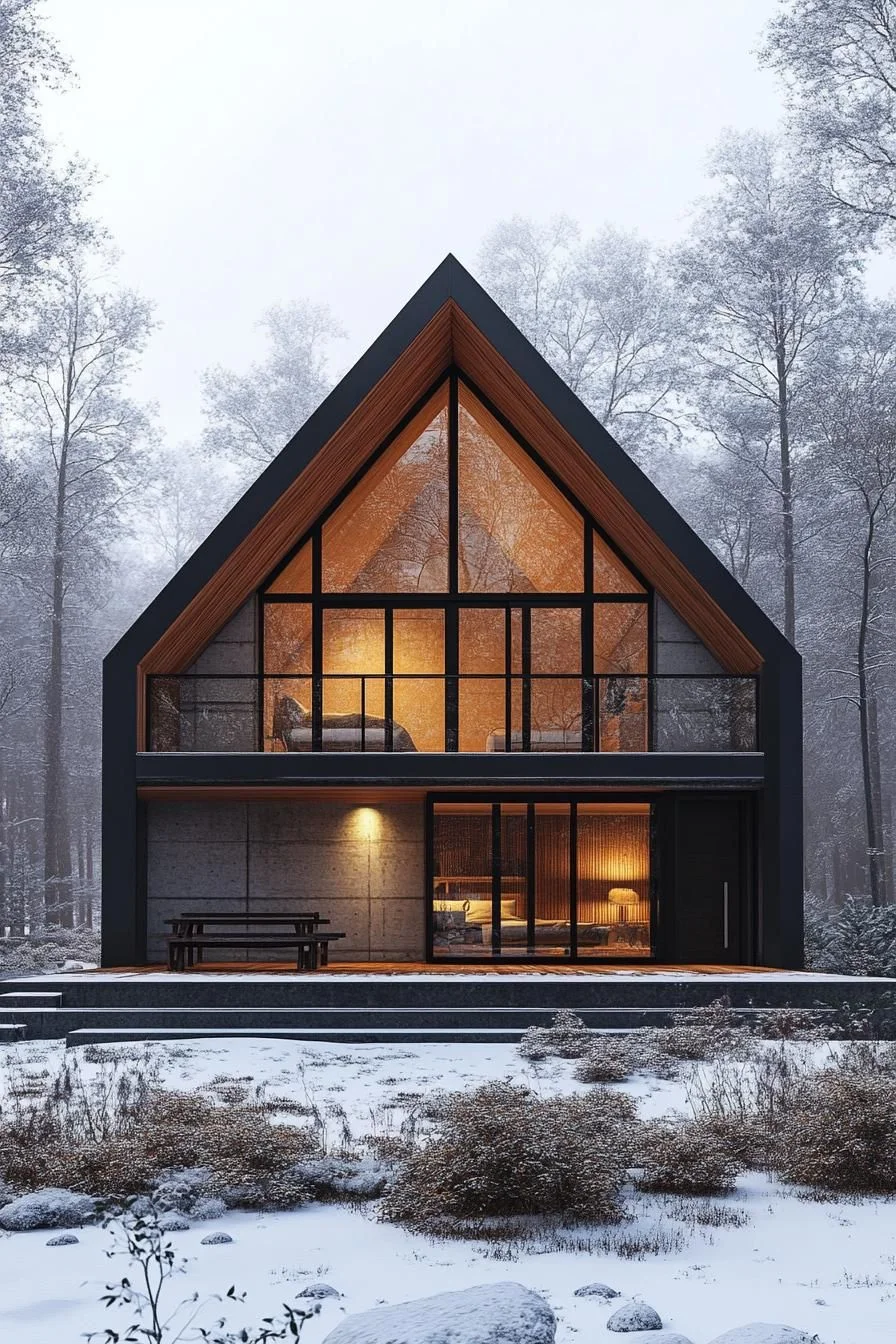 Glowing Gable House Under Winter Frost