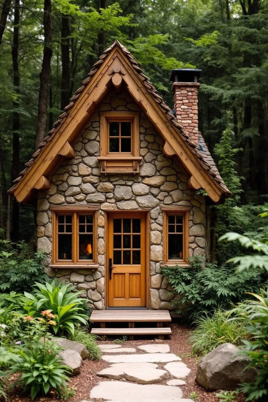 Stone Cabin Tucked in the Woods