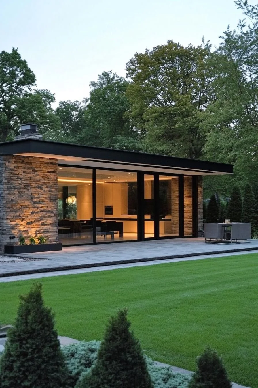 A Glass Bungalow Wrapped in Nature