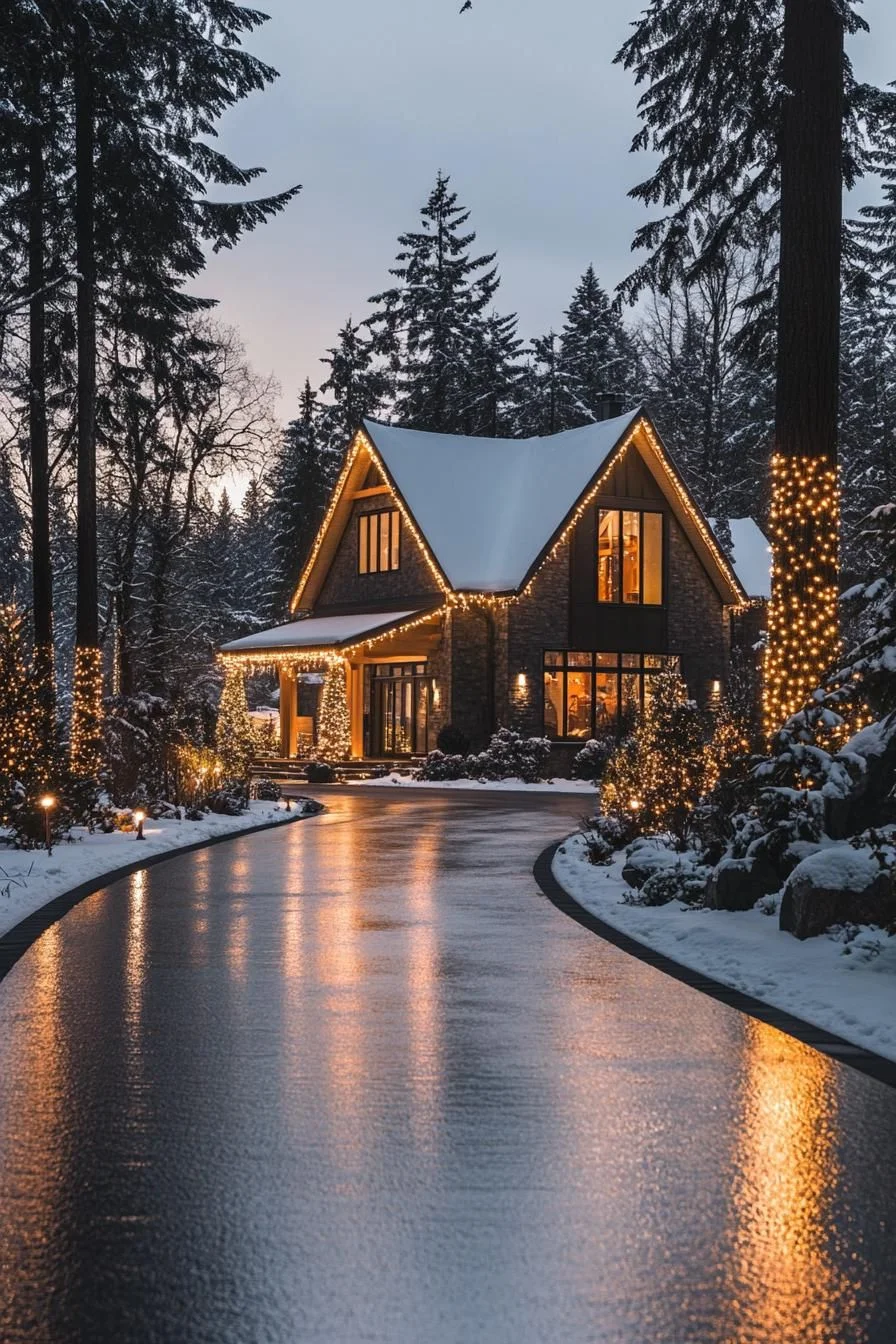 A Winter Wonderland Home Wrapped in Twinkling Lights