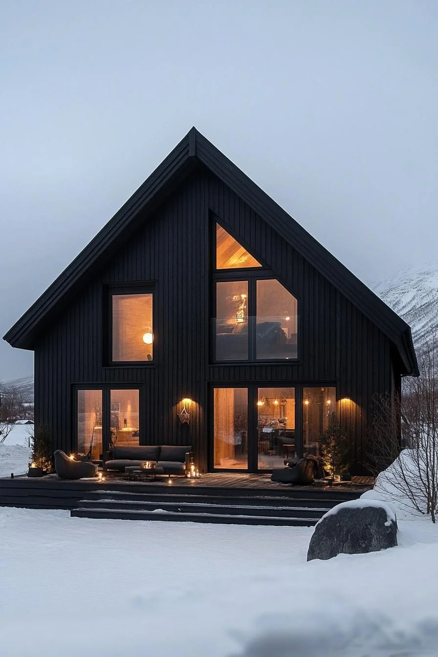 Snowy Fields Around a Midnight-Toned Barn