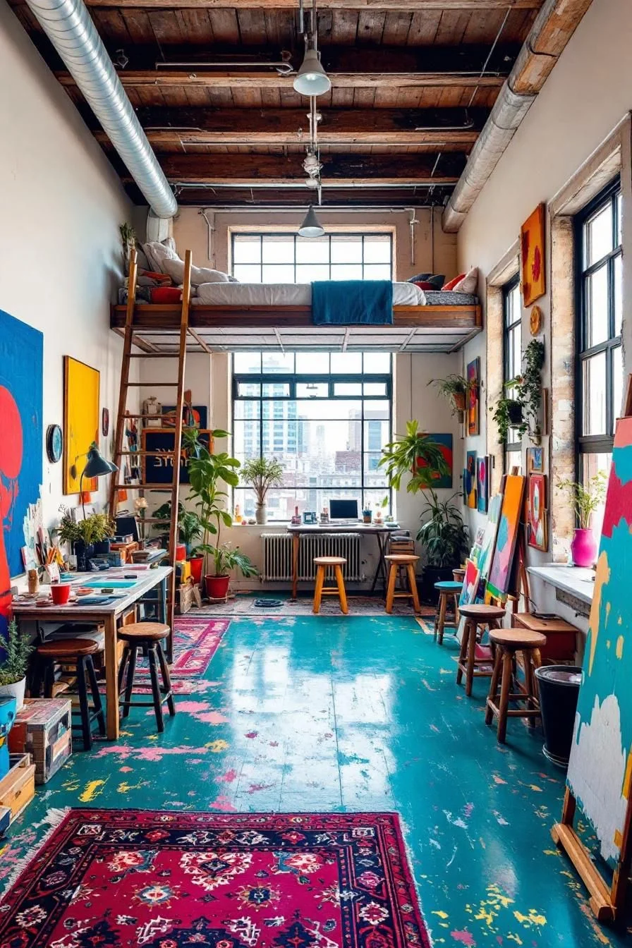 A Bright Canvas-Filled Loft Wonderland