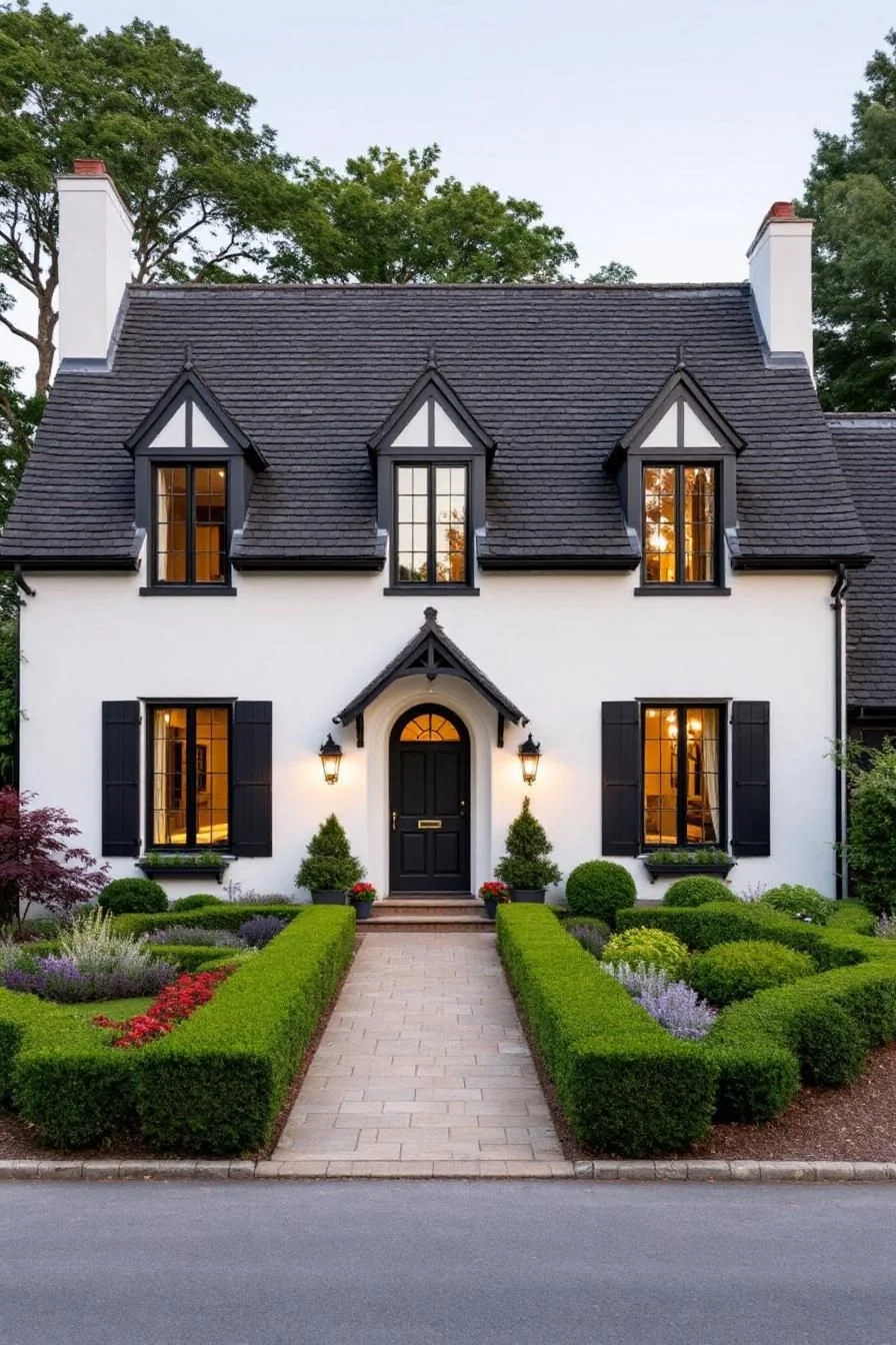 A Gabled Cottage with Symmetrical Lines