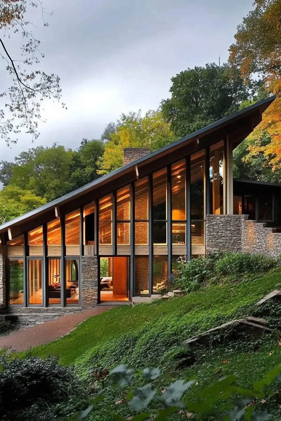 Forest Slope House with Modern Lines