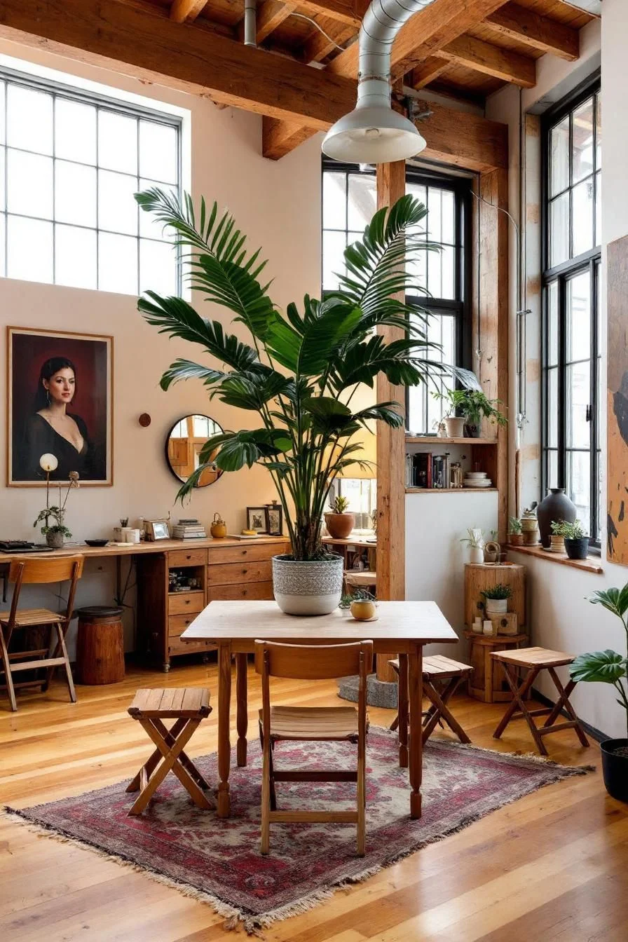 A Lofty Lounge With Leafy Charm