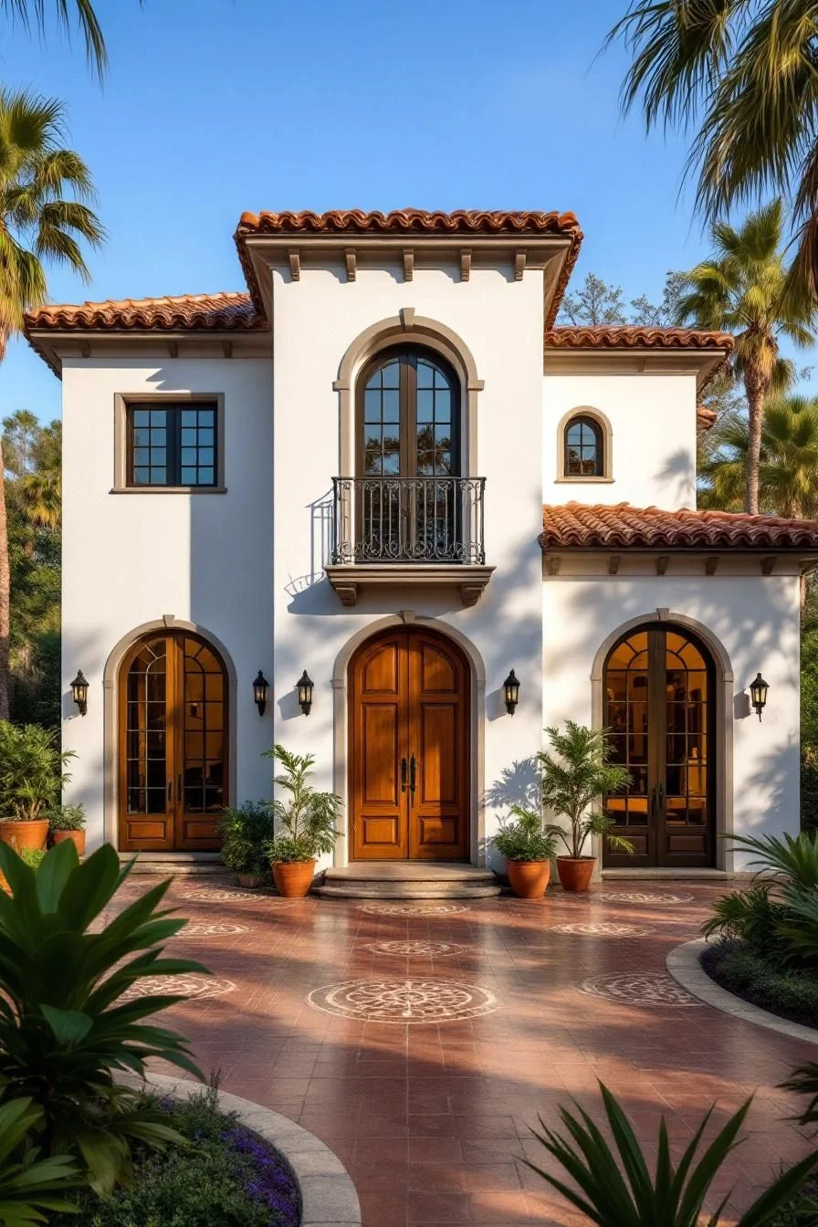 A Mediterranean Villa with Terracotta Towers and Lush Grounds