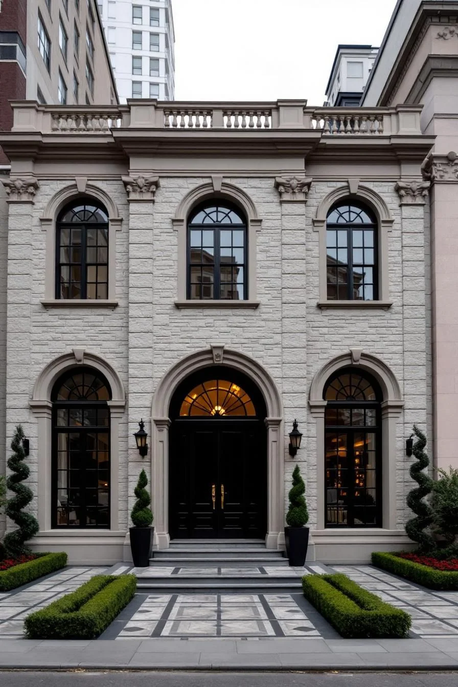 Neoclassical Grandeur with Whimsical Topiary