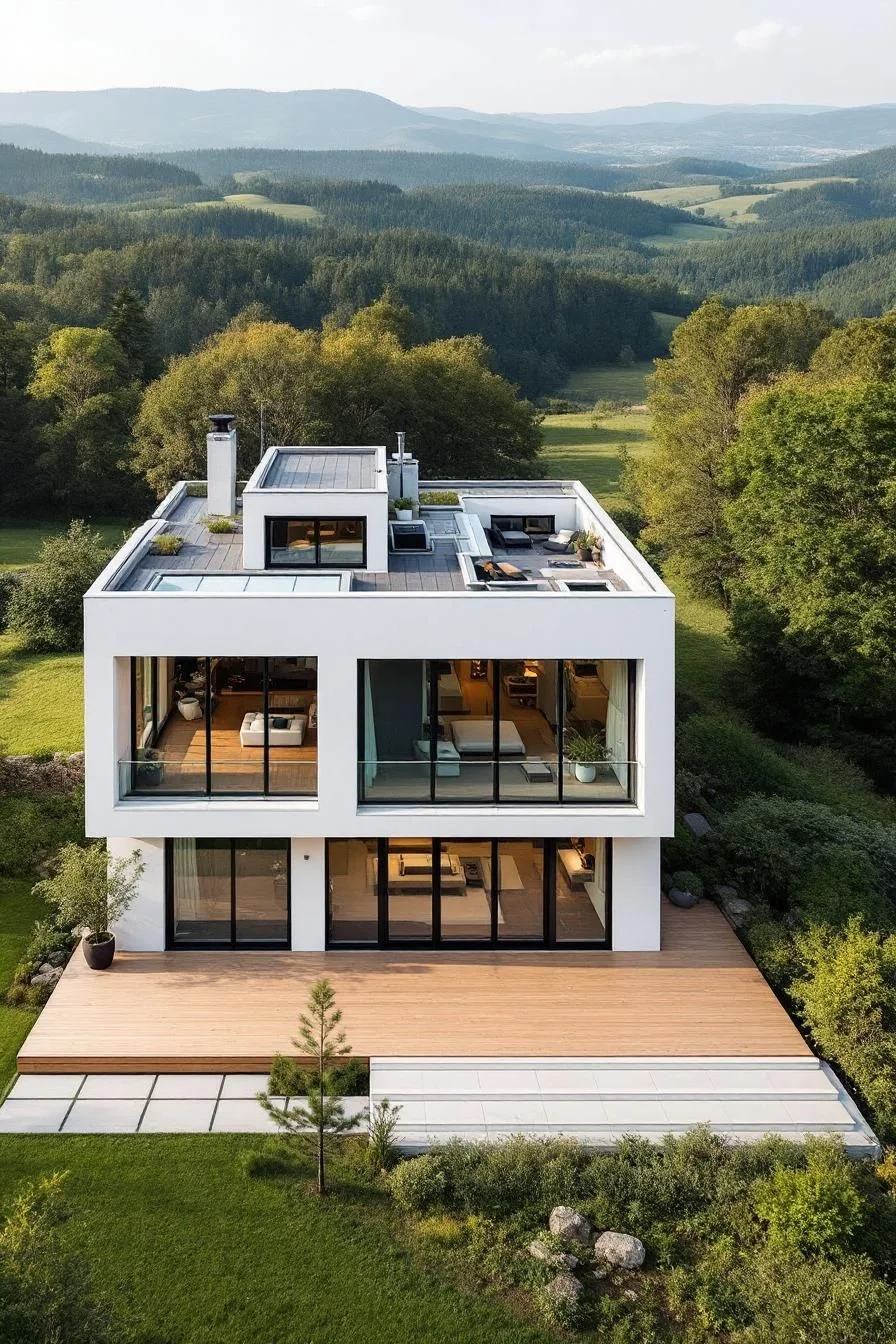 A Cube-Shaped Home With Mountain Views