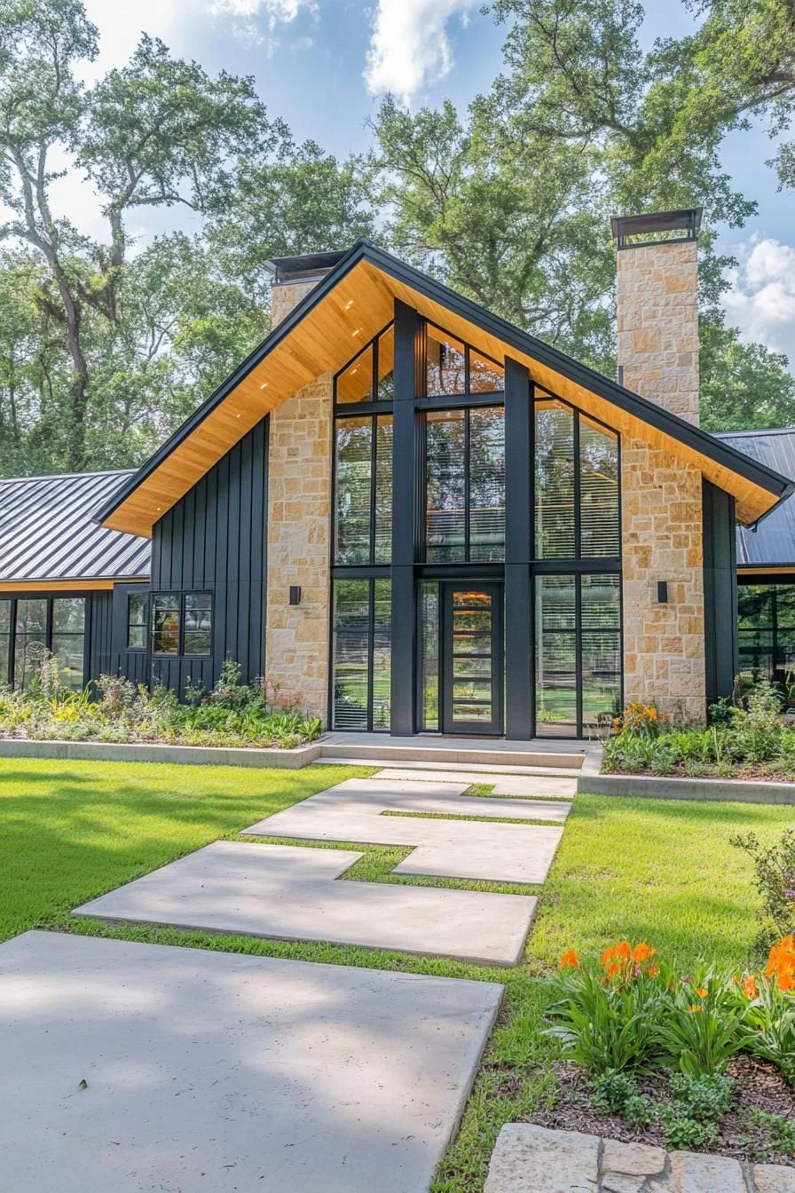A Gabled Barndominium With Stone and Steel