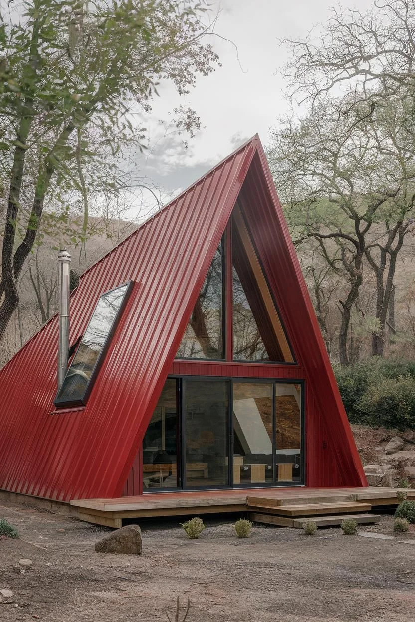 Alpine Charm in a Red-Tipped Triangular Dwelling