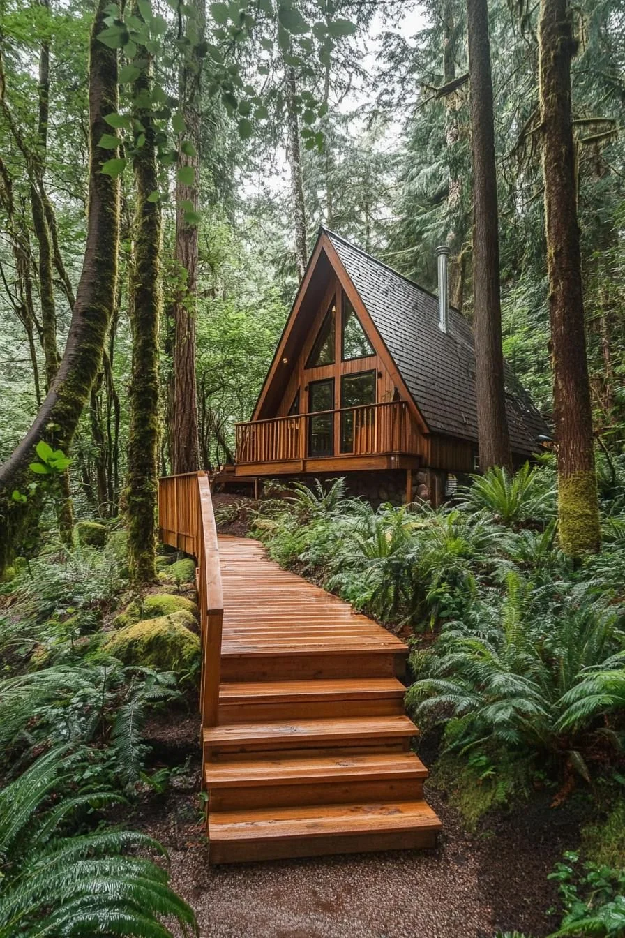 A Wooded A-Frame Cabin With Character
