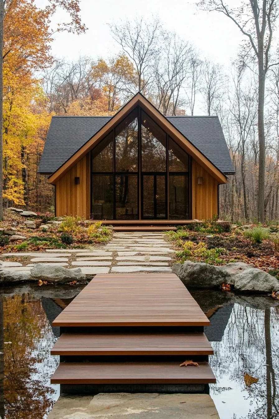 A Reflective A-Frame Cabin in the Pines