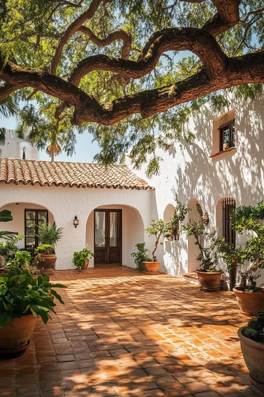 Shady Courtyard Beneath an Old Tree